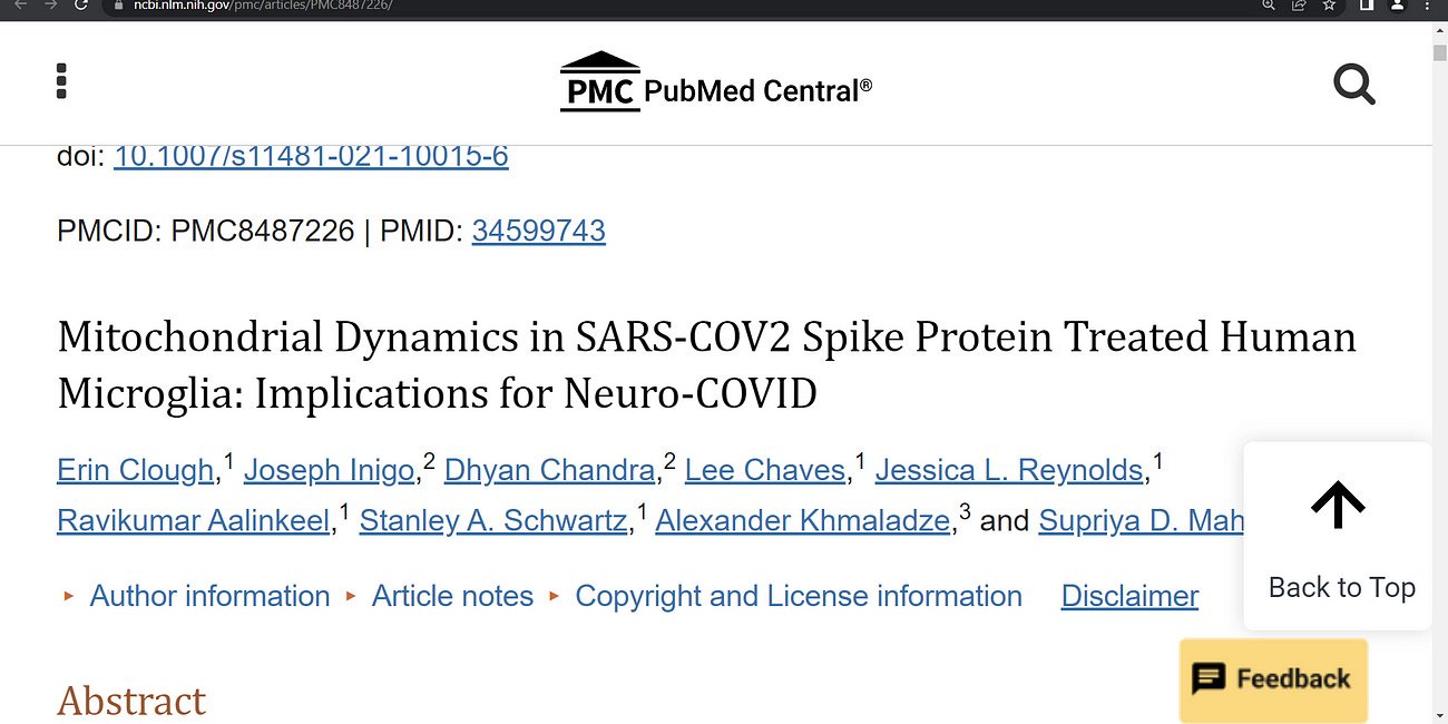 Mitochondrial damage: Is there evidence that COVID spike protein damages mitochondria? Yes, Clough et al. showed us this & we can infer that the mRNA technology based gene injection induced spike 