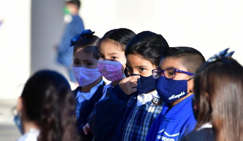 children in masks